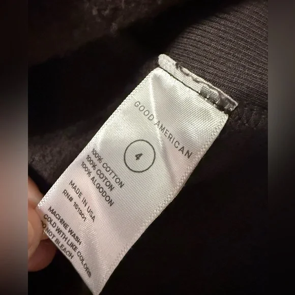 Good American Cropped Cotton Sweatshirt Size 4 - Picture 6 of 8